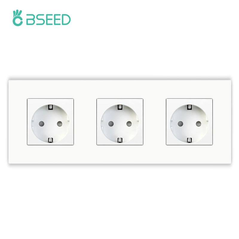 BSEED M1 Series EU Wall Socket USB Type-C Port Outlets Double Plastic Frame Sockets Triple Power Plugs Kids Protection 16A