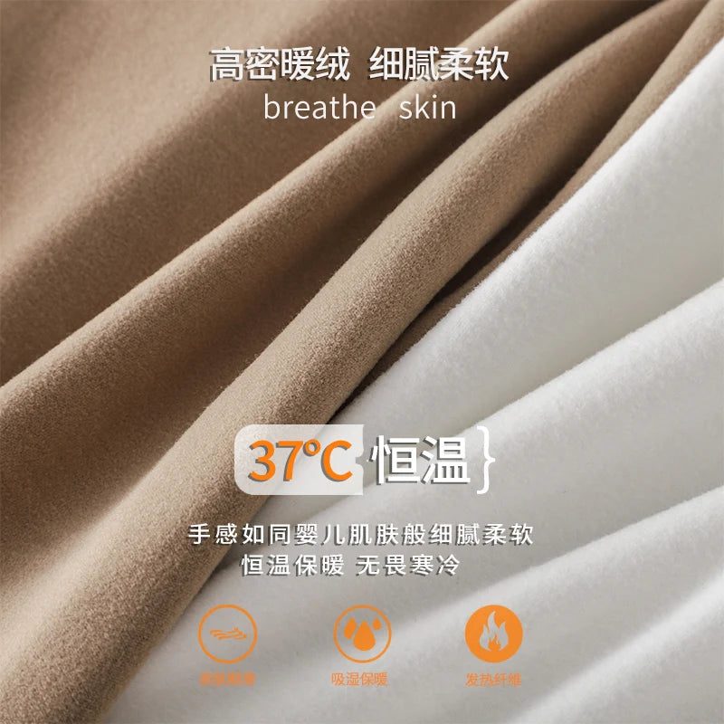 DUKEEN Dralon Fabric Long Sleeve T Shirts for Men 2025 Autumn and Winter Thick Fleece Warm Turtlenneck Solid Color Undershirts