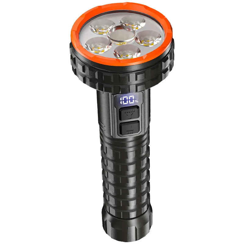 ពិលឡាស៊ែរ LED ពណ៌សដ៏មានអានុភាព ពិលសាក USB ពិលភ្លឺខ្លាំង ភ្លើងសង្គ្រោះបន្ទាន់ចម្ងាយឆ្ងាយសម្រាប់ការបោះតង់