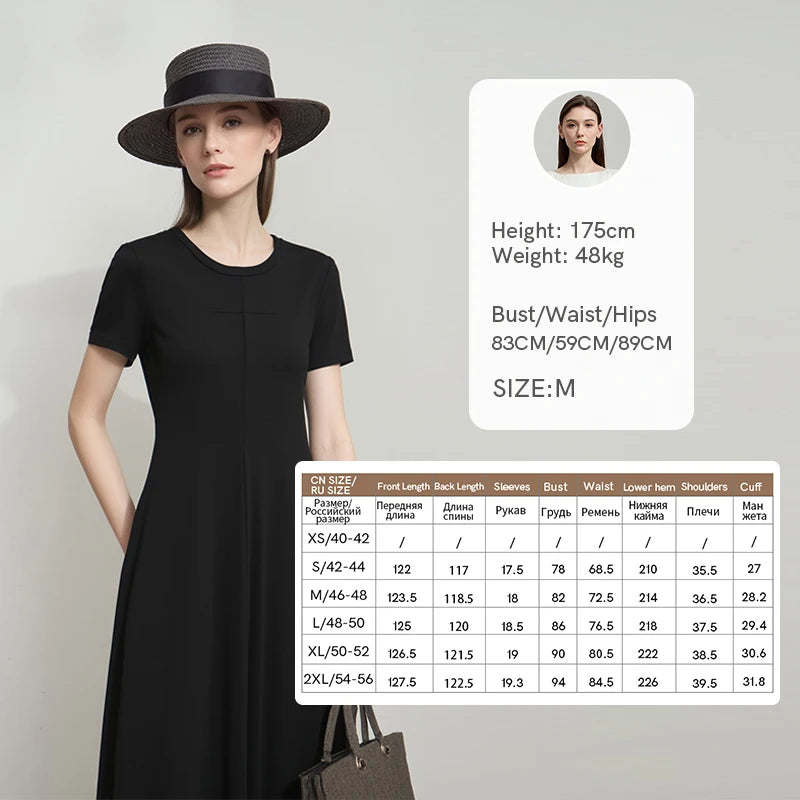 រ៉ូប Amii Womens Summer 2026 រ៉ូបថ្មីដៃខ្លី O-Neck ងាយស្រួលប្រើ រ៉ូបវែងសម្រាប់នារី រលុង ធម្មតា 12622108