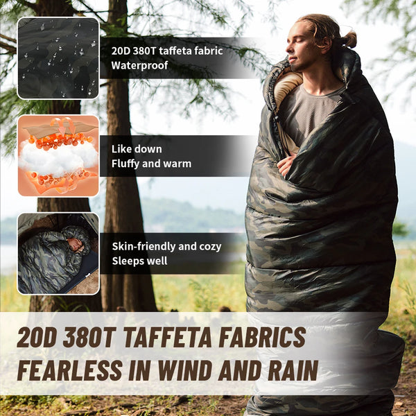 កាបូបគេង Naturehike M320 មានស្រោមពូក មានមួក សម្រាប់បោះតង់ក្រៅផ្ទះ ការពារការជ្រាបទឹក ងាយស្រួលពាក់ មិនប៉ះពាល់ស្បែក ទន់ និងក្តៅ សម្រាប់គេងម្នាក់ឯង