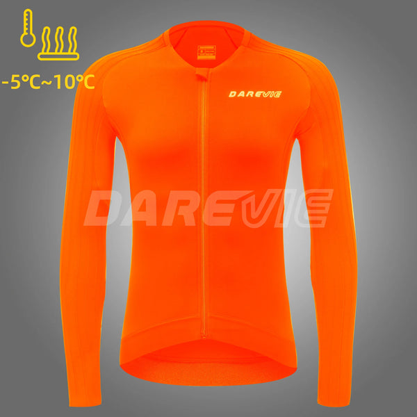 អាវយឺតជិះកង់ DAREVIE រដូវរងា Thermal Aero ល្បឿនលឿន Pro Level បុរសជិះកង់ Maillot ប្រឆាំងនឹងកាំរស្មីយូវី 4 ហោប៉ៅ អាវយឺតជិះកង់បុរស
