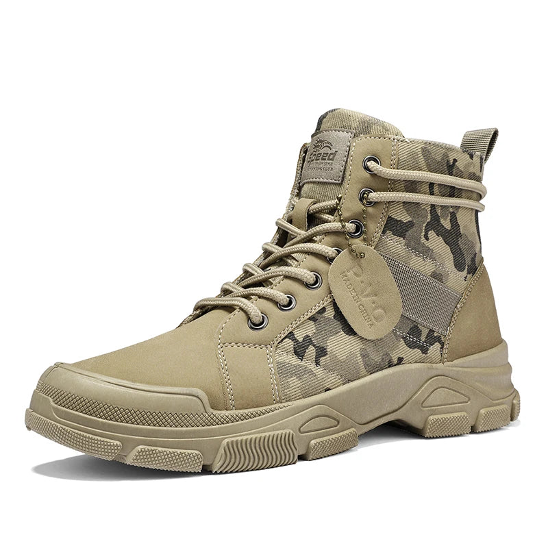Men's canvas boots new autumn winter plus velvet high-top warm casual boots outdoor boots camouflage tooling boots casual boots