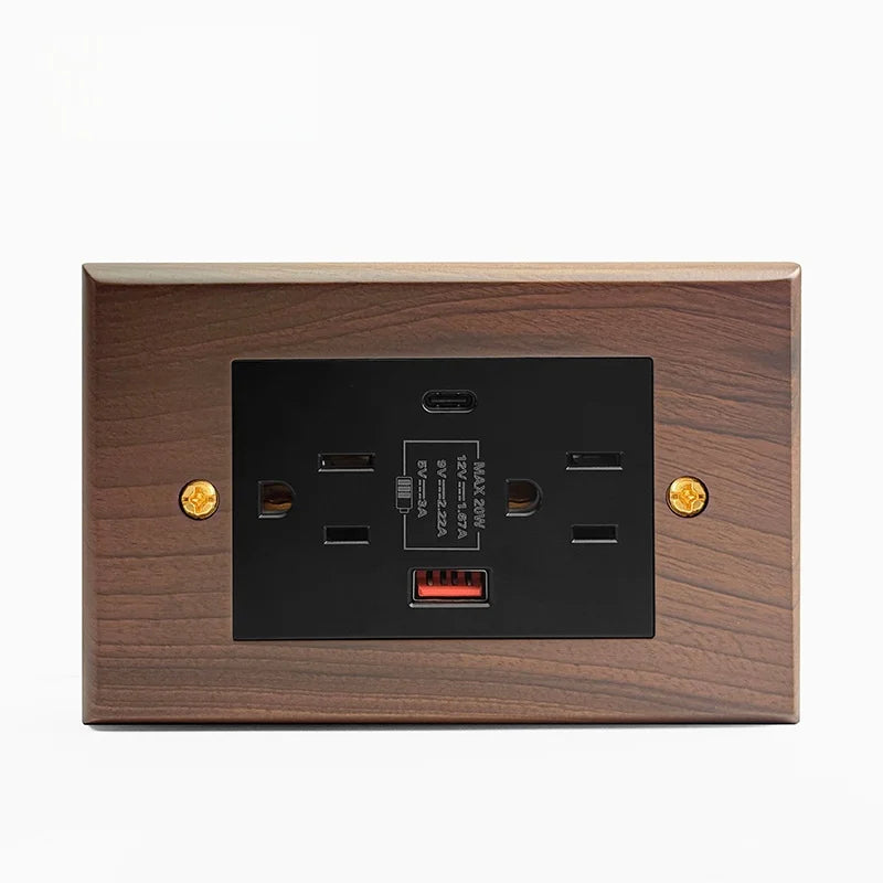 Pure solid wood antique American wall socket switch panel, Brazil Taiwan Thai Japan b&B vintage 15A wall light switch 118mm*75mm