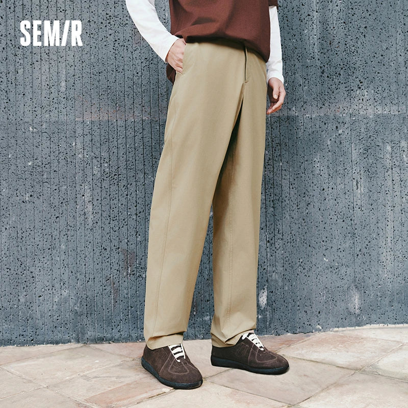 Semir Loose Pants Men 2026 Spring Wide Leg Tapered Water Repellent Back Elastic Waist Height Enhancing Trousers