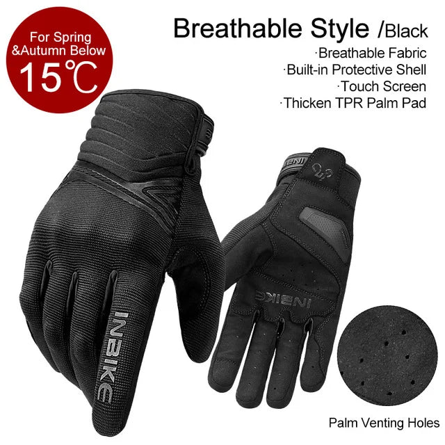 INBIKE Shockproof Motorcycle Gloves Men Breathable Motor Riding Motorcyclist's Gloves Full Finger Touch Screen Motorcross Gloves