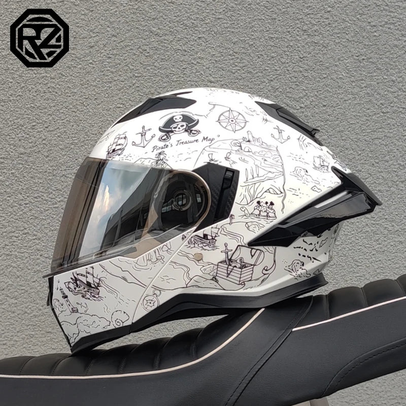 ORZ male and female adult full face motorcycle helmet modular flip helmet dual lens DOT approved racing off-road helmet