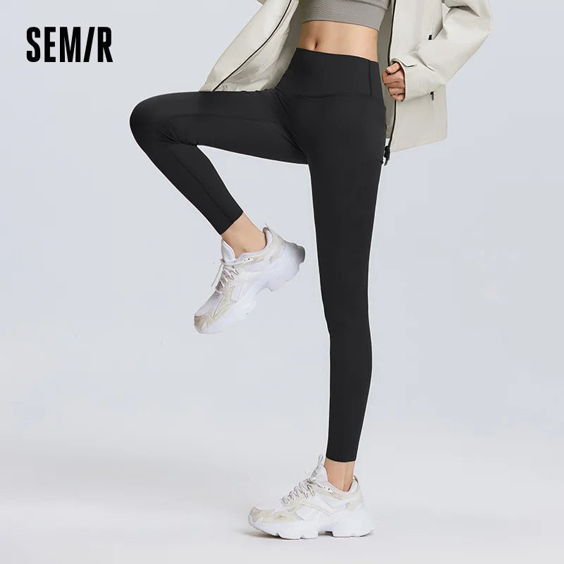 Semir Stretch Leggings Women High Elastic Tummy Control Slim Fit Black Cut Free Shark Pants 2026 Spring Stylish Bottoms