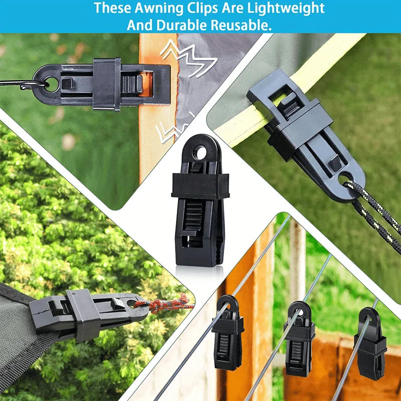 5/10pcs Windproof Outdoor Tent Clips - Heavy-Duty Plastic Safety Clips with Secure Grip, 5x faster Fastening for Camping Tarp