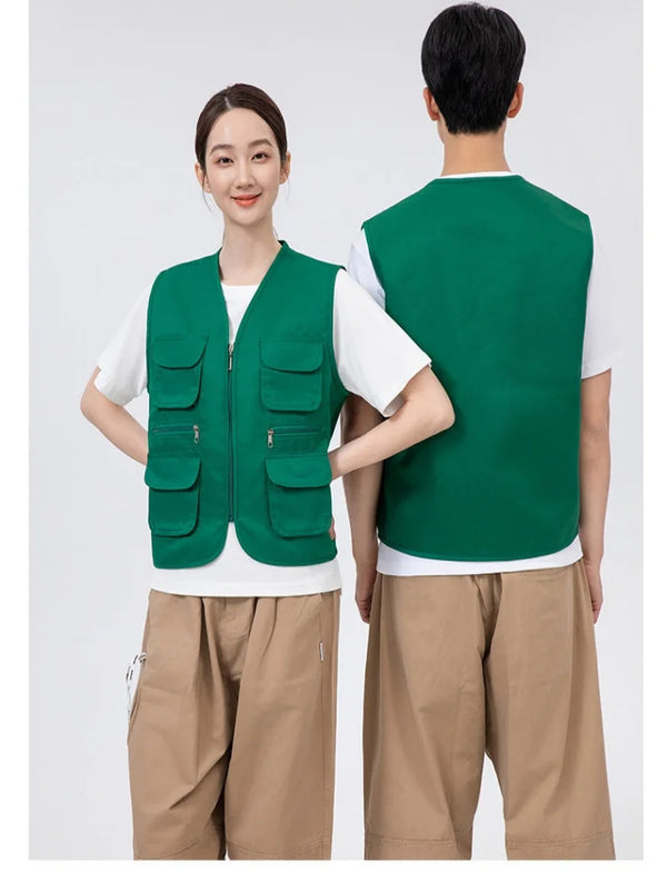 2026 Summer Fishing Vest Multi-Pocket Vest Work and Leisure All-Match Custom Logo Printed Text Group Vest Team Uniform
