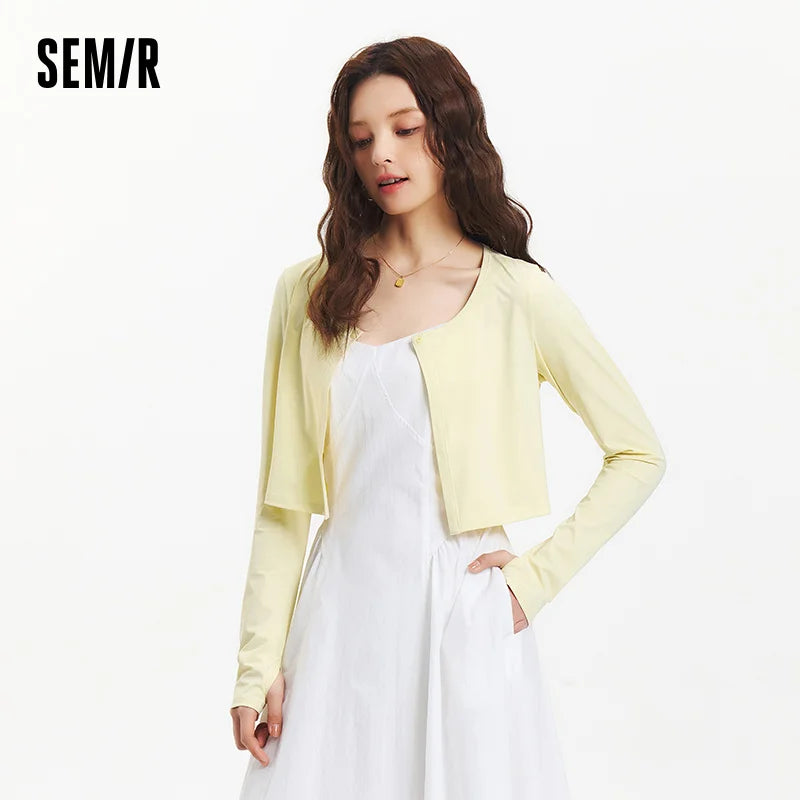 Semir Jacket Women Sun Protection Cropped Round Neck Shoulder Fit 2025 New Summer Cool Feeling Moisture Wicking Cardigan Outdoor