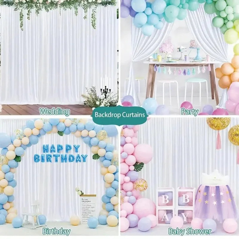 160x300cm Chiffon Backdrop Curtain for Wedding Party Decor Slight Glimmer Sheer Baby Shower Photography Backgrounds