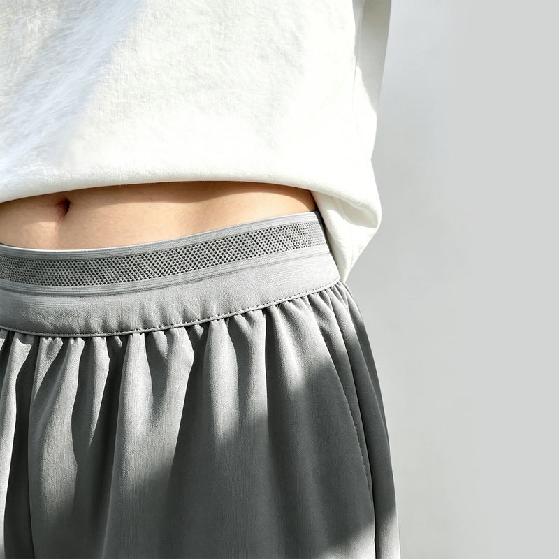 Amii Women’s Shorts 2026 Summer New Cutout Elastic Waist Wide Leg Pants Loose Simple Office Casual Women's Clothing 12622158