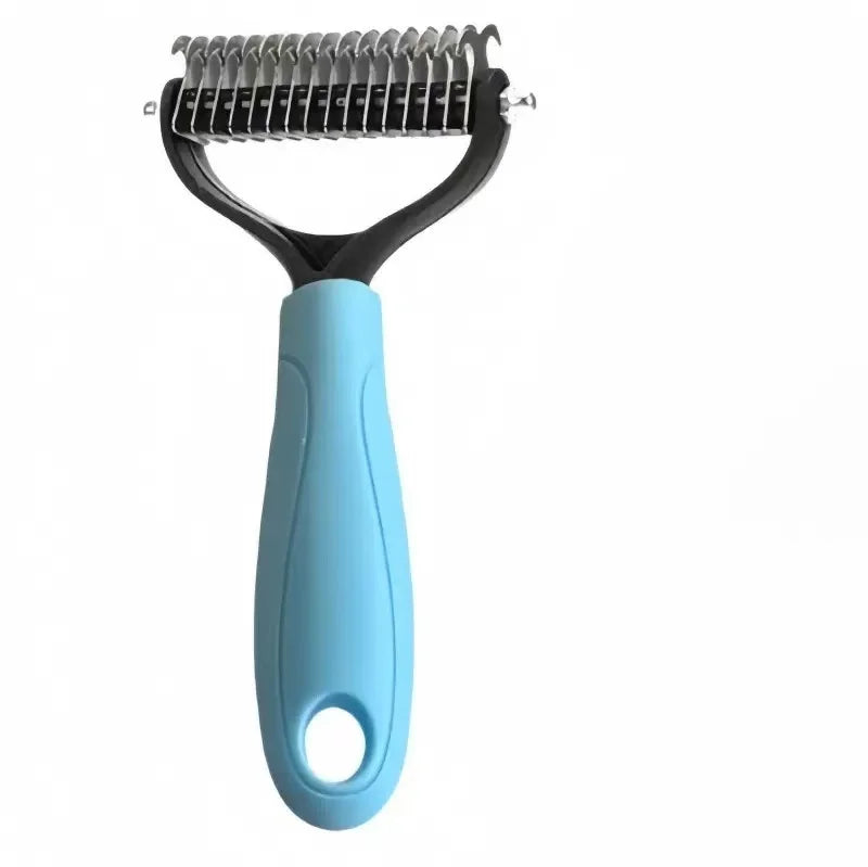 Double Sided Pet Dematting Comb Dog Cat Deshedding Grooming Rake Detangler Brush