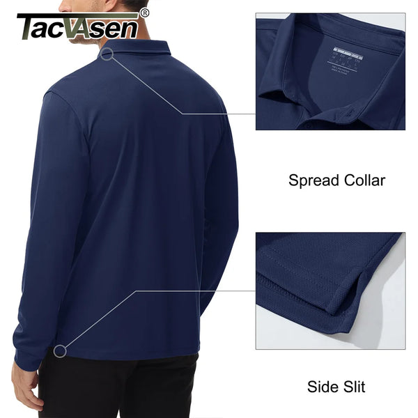 TACVASEN Mens Work Polo Shirts Chest Pocket Casual Polo Shirt Lightweight Breathable Performance Outdoor Golf Polo Tee Tops