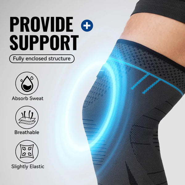WRELS Professional Knee Support Compression Knee Sleeve Anti Slip Sports Fitness Kneepads Breathable for Running Knee Pain