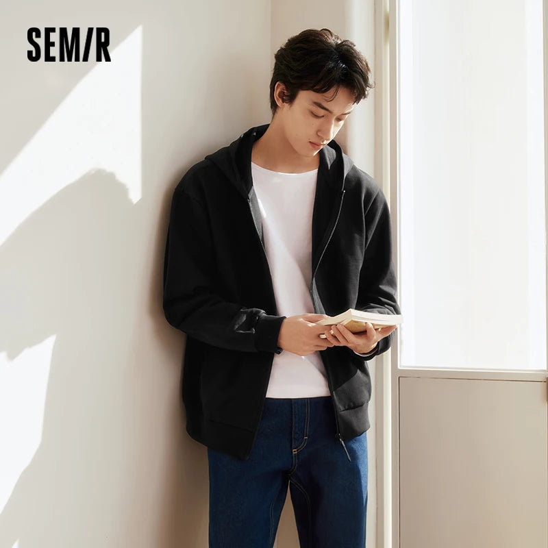 Semir Minimalist Jacket Men Spring Knitted Hooded Outdoor Casual Versatile Couple Style Loose Comfortable Daily Top