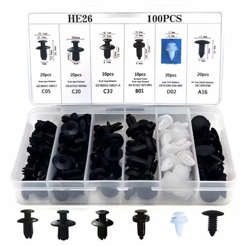 Auto Fastener Clip Mixed Car Body Push Retainer Pin Rivet Bumper Door Trim Panel Fastener Kit Car Clip 100/50 Box /Bag Packaging