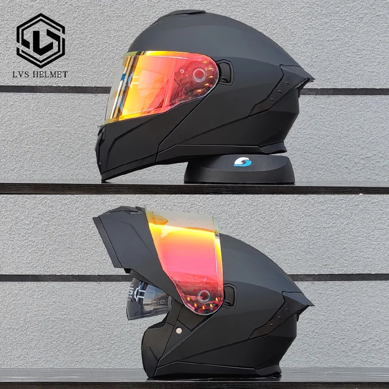 2025 latest motorcycle helmet modular flip helmet casque moto semi full duplex helmet suitable for both men and women LVS-909