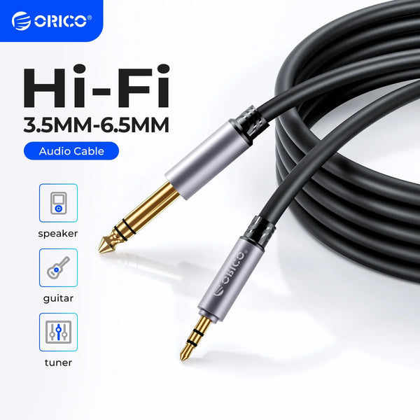 ORICO 3.5mm to 6.35mm Audio Cable 1/8 to 1/4 Stereo Cable Aux Cord Hi-Fi Sound Liquid Silicone for Guitar Amplifiers Laptop