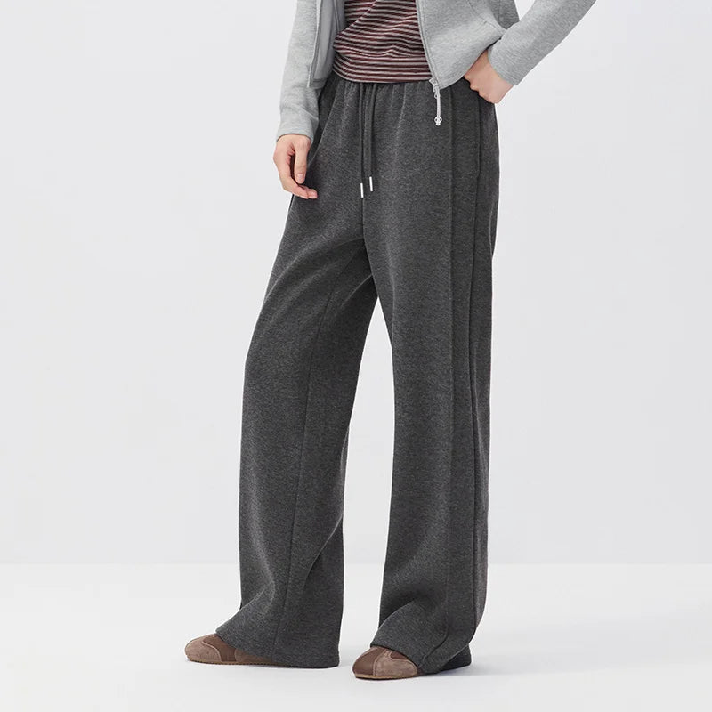 Semir Women Casual Pants High Waist Fleece Lined Commuter Style Wide Leg 2026 New Winter Daily Wear Urban Casual Style