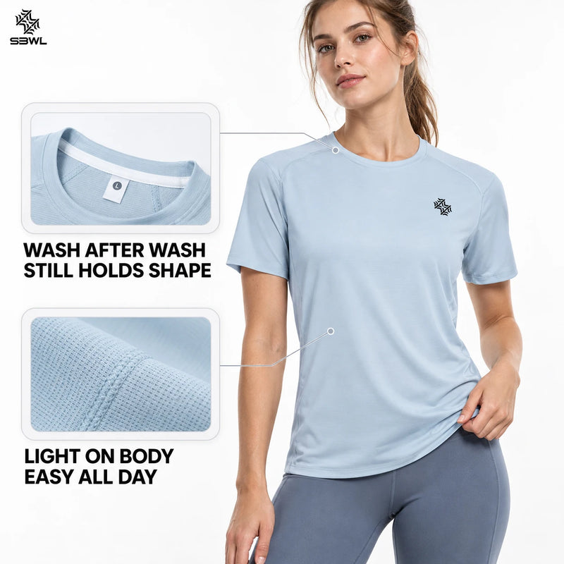 SBWL 2026 Harajuku Summer High-Quality Woman's Outdoor Leisure Sports Quick-Drying T-Shirt Running Short Sleeve Loose Tops
