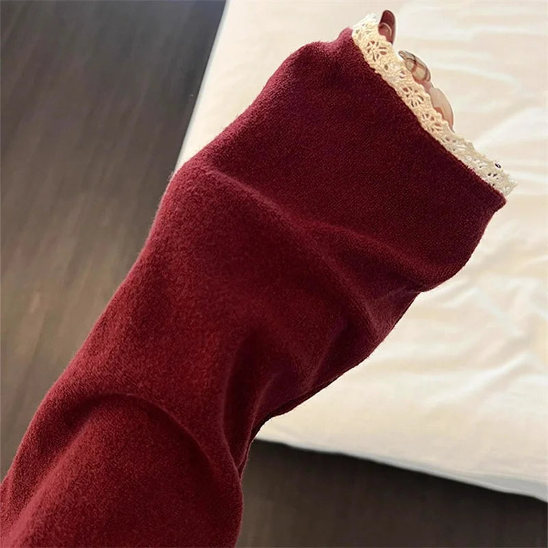 Red Women's Pajamas With Pants Set New Thicken Warm Autumn Winter Woman Clothes Velvet Casual Long Sleeve Sleepwear Home Clothes