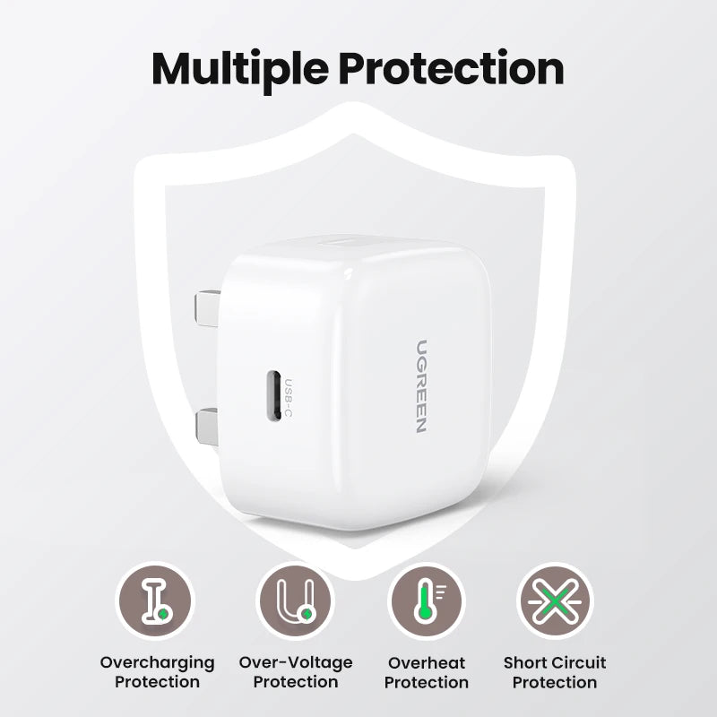 【UK Plug】UGREEN Quick Charge 4.0 3.0 QC PD Charger 30W USB Type C Fast Charger for iPhone 18 17 16 Pro Xiaomi Phone PD Charger