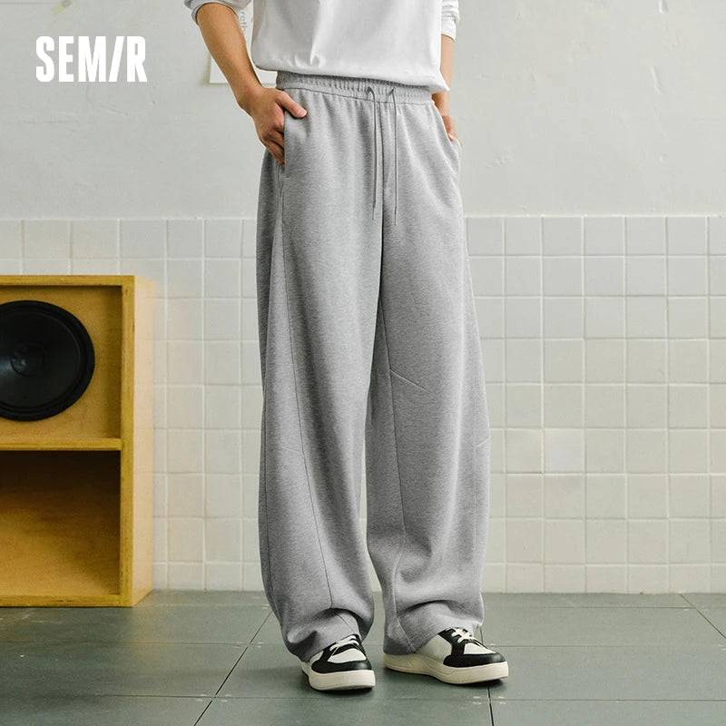Semir Knitted Pants Men 2026 Spring Loose Curved Blade Commute Basic Versatile Casual Comfortable Daily Wear Trousers