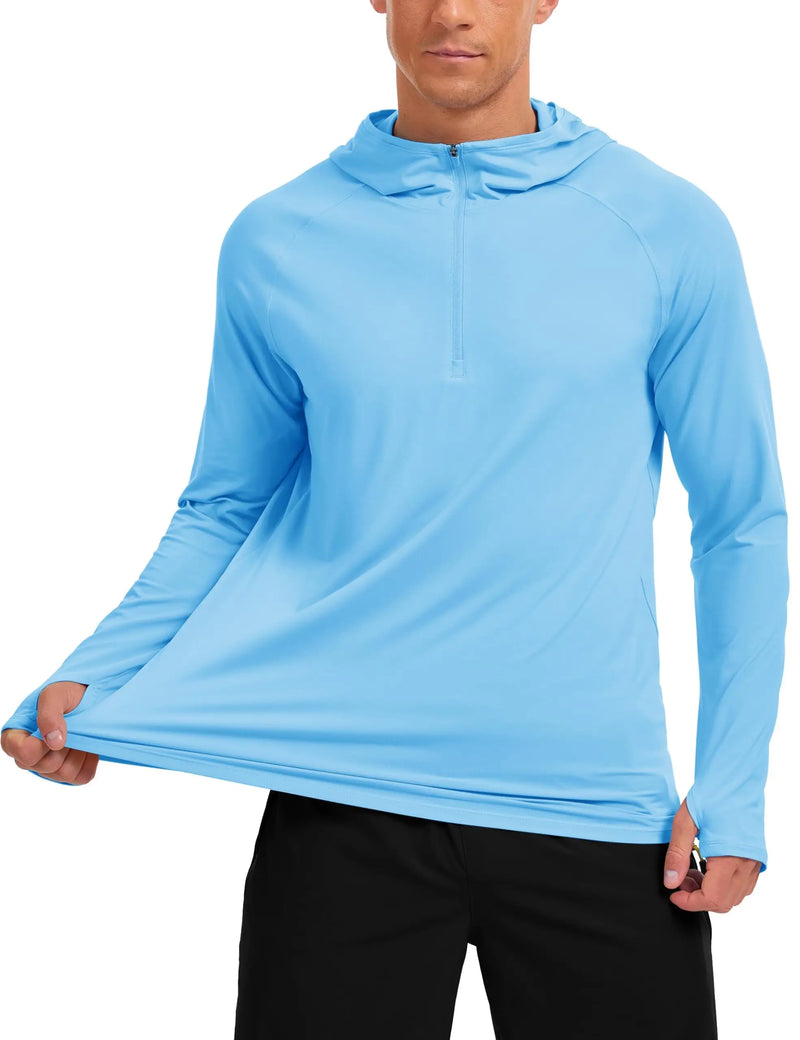 TACVASEN Mens 1/4 Zip UPF 50+ Shirts Sun Protection Running Surfing Athletic Shirt Lightweight Rash Guard Long Sleeve Hoodie