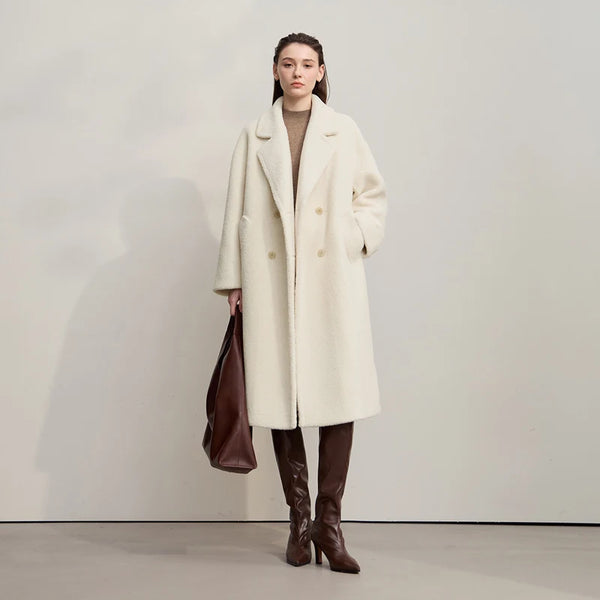 Amii Fur Coat 2025 Winter New Minimalist Double Breasted Women's Fur Coat Loose Warm Elegance Versatile Fur Jacket Long 12524034
