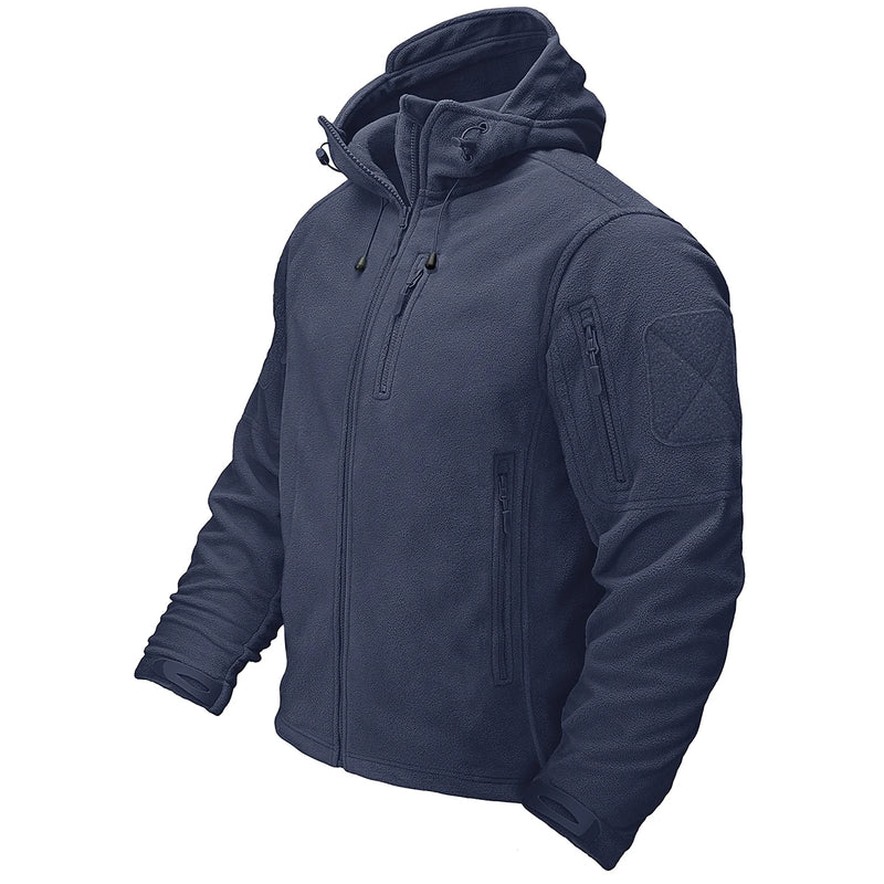 TACVASEN Fall Winter Men's Hooded Fleece Jacket Full Zip Up Soft Warmth Windproof Coat Outdoors Working Hiking Fishing Outerwear