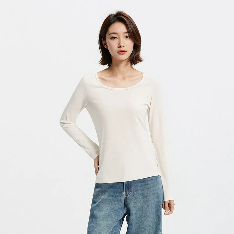 អាវយឺត Semir សម្រាប់នារី កមូល ដៃវែង ពណ៌ស្រស់ឆើតឆាយ ទន់ ពាក់ជាស្រទាប់ៗ សម្រាប់រដូវផ្ការីក ឆ្នាំ២០២៦ សម្រាប់ពាក់ជារៀងរាល់ថ្ងៃ
