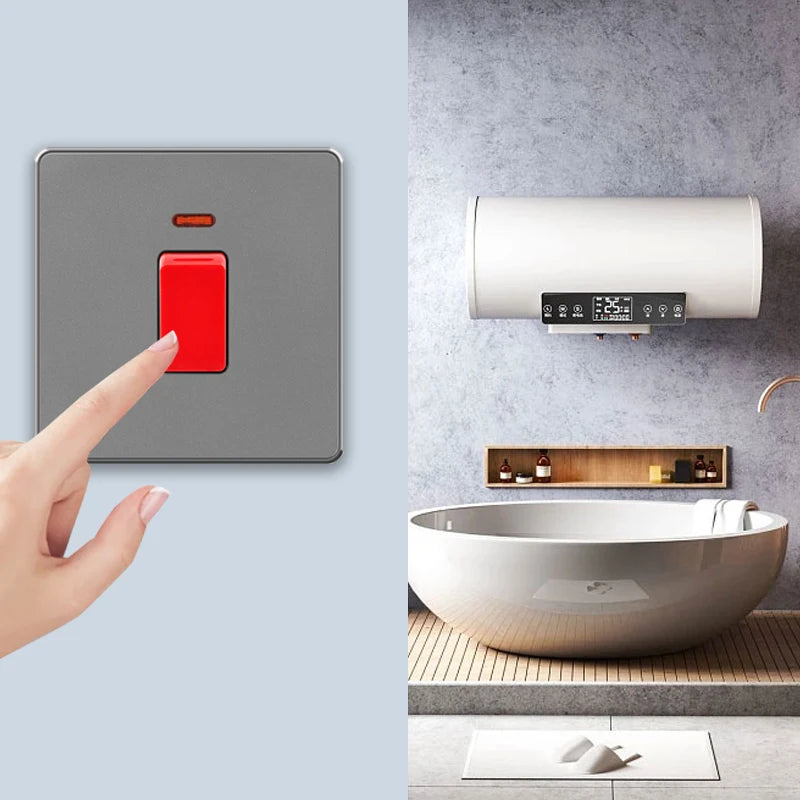 EU RU UK 20A 45A High Power Wall Switch,Korea Standard Plastic Panel ON OFF Rocker Switch for Water Heater Light Air Conditioner