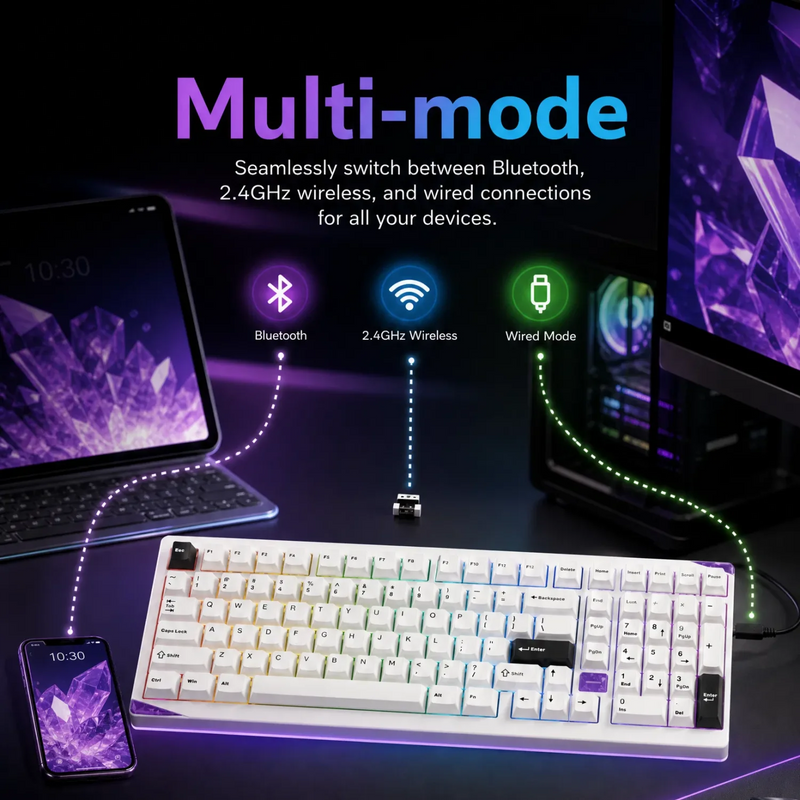 Akko Gem 02 VIA Custom Mechanical Keyboard 1800 Compact Layout with Corner RGB Tri-mode Keyboard Rapid Disassemble Aluminum CNC