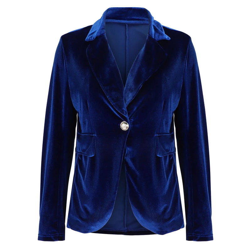 Elegant Women's Long-sleeve Blazer, A V-neck Jacket Made of Corduroy. Available in Black,Purple,Brown,Yellow,Red,Blue,Green,Gray