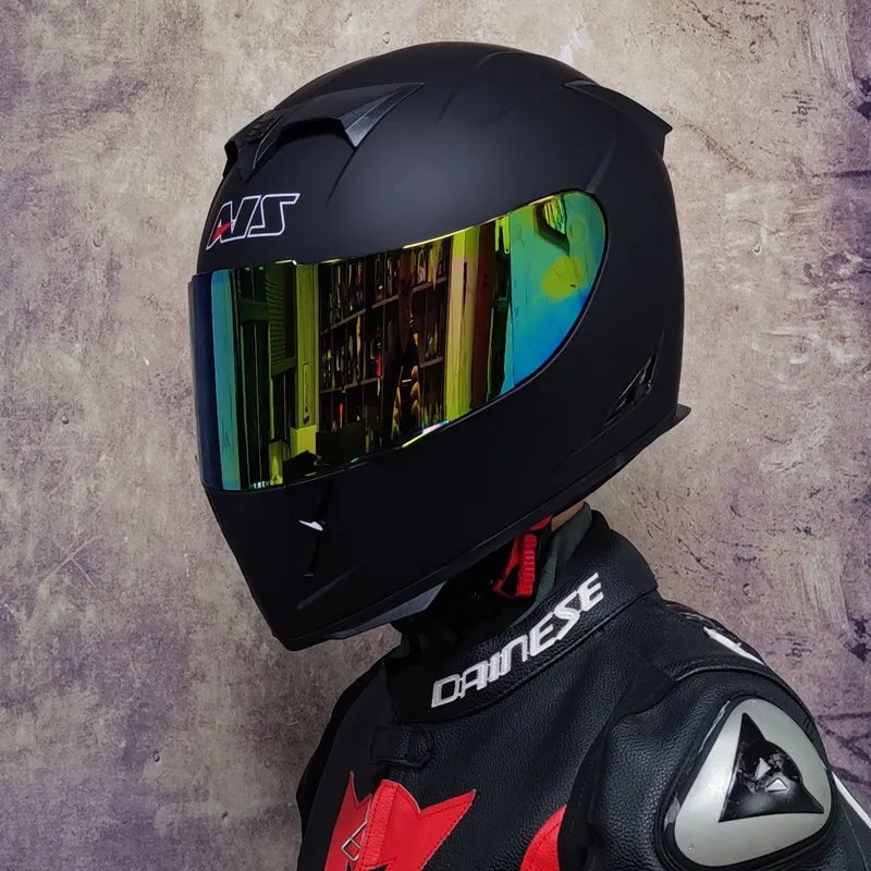 AIS Motorcycle Helmet cool Modular Moto Helmet With Inner Sun Visor Safety Double Lens Racing Full Face the Helmet Moto Helmet