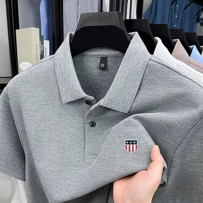 High-End Luxury Man T-Shirt Polo Shirt Lapel Button Pattern Printing Various Colors British Style Summer Leisure Golf Men's Wear