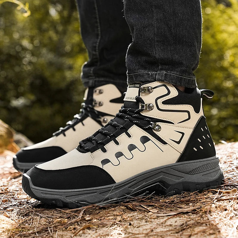 Men's high top boots four seasons casual fashion new soft sole anti slip comfortable outdoor high top boots fashion work boots