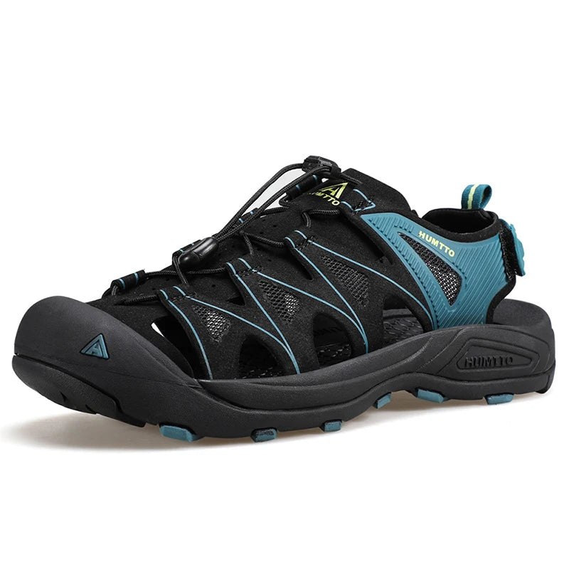 HUMTTO Summer Beach Sandals Men Outdoor Water Sneakers Leather Hiking Camping Climbing Aqua Shoes Breathable Sandals for Mens