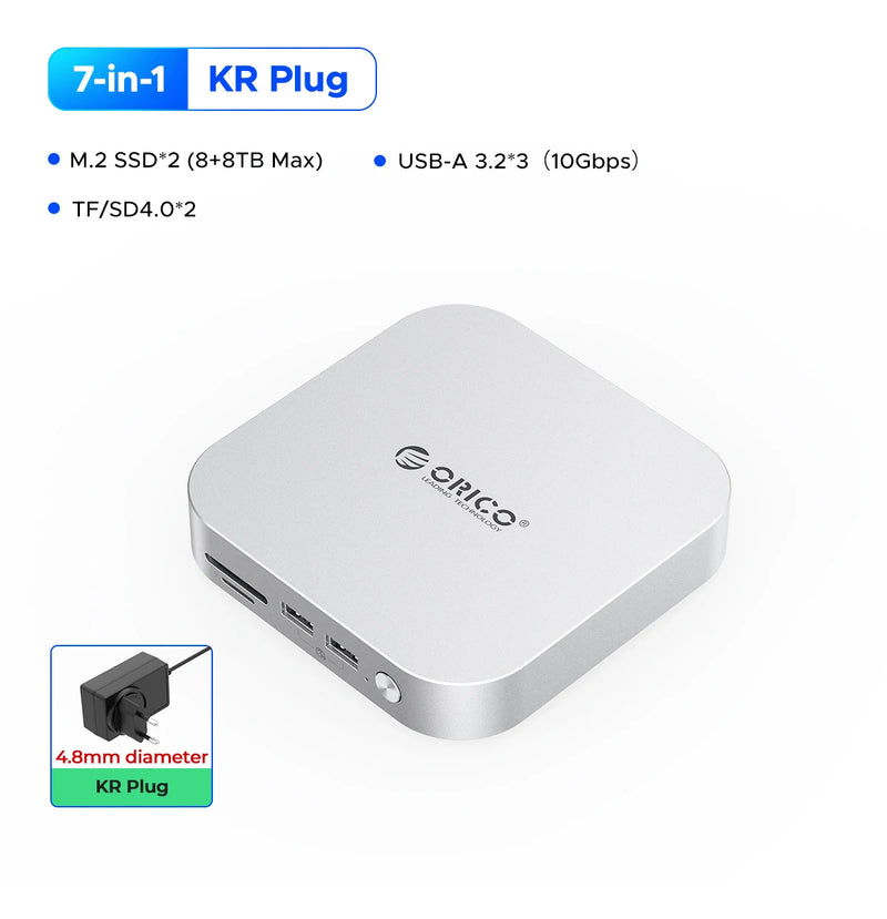 ORICO MiniLink USB C Hard Drive Enclosure Docking Multi Interface Converter SD/TF 4.0 USB4 Transfer Designed for MacMini M4 Dock