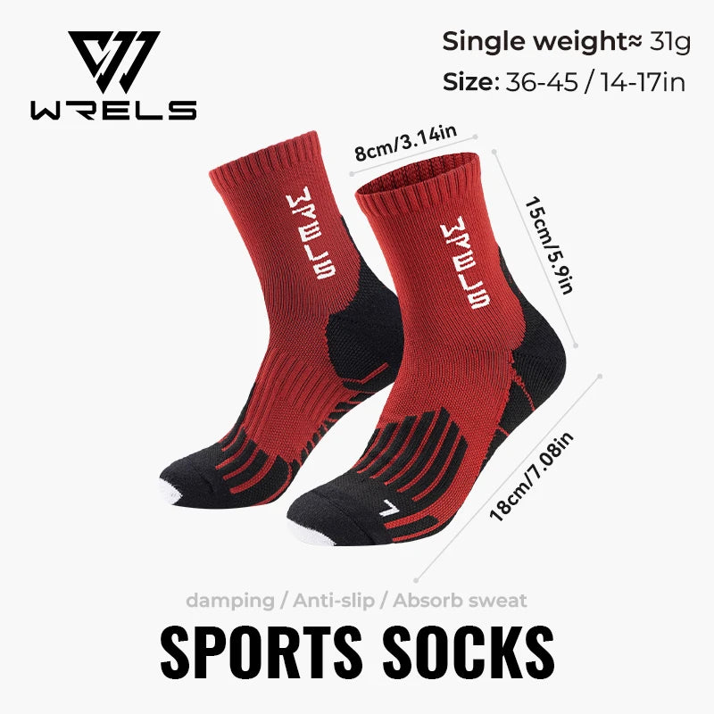 WRELS Sports Socks Arch Support 3D Anti Slip Quick Dry Breathable Cushioned Soccer Gym Training Outdoor Athletic Socks Men Women