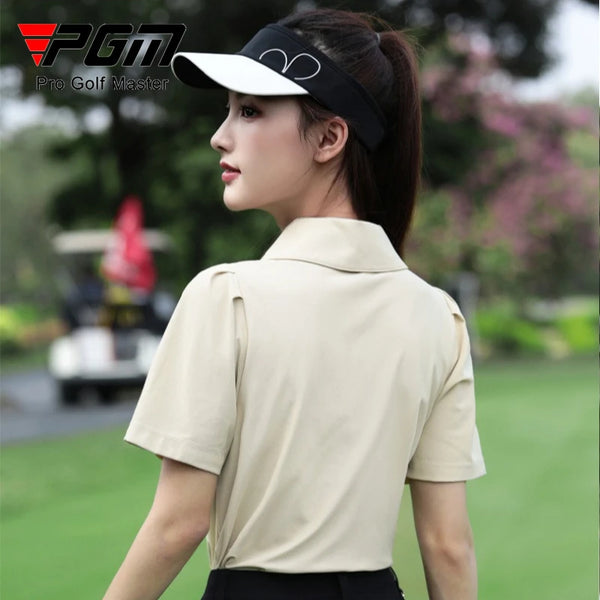 PGM Golf Women's Short Sleeve Polo Shirts Spring/Summer Breathable Tennis Top T-shirt Clothing YF883