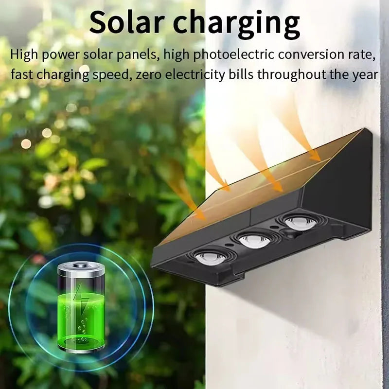 Solar Wall Lamp Outdoor Waterproof Warm White Fence Light Solar Powered Garden Light for House Number Address Sign Patio Balcony