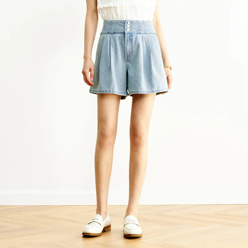 Semir High Waist Denim Shorts Women Loose Fit 2025 Summer New Cooling A Line Versatile Bottoms for Sweet Cool Look