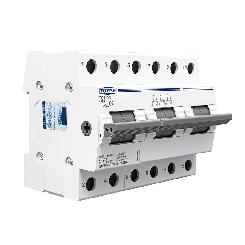 TOMZN TO219G MTS Manual Transfer Switch 1P2P3P4P 400V AC 125A High-Current Dual Power Changeover Switch Isolat Circuit Breaker
