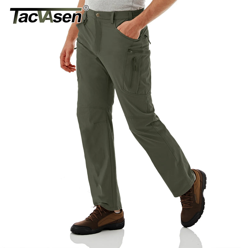 TACVASEN Lightweight Hiking Trousers Mens Summer Fishing Pants Outdoor Nylon Quick Dry Pockets Cargo Pants Casual Work Trousers