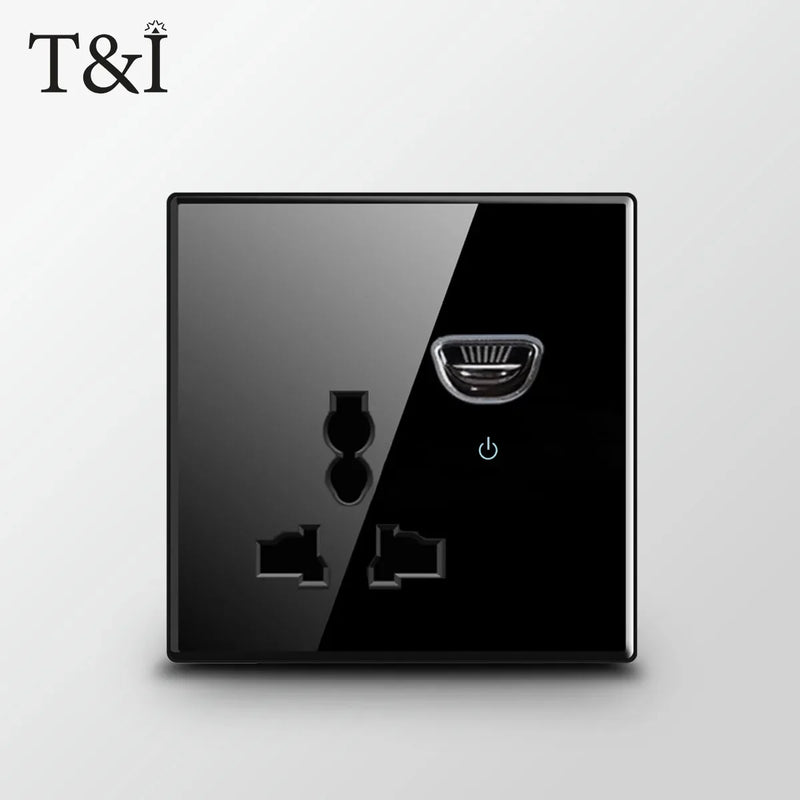 UK Crystal Tempered Glass Switch Panel LED Indicator 1/2/3/4 Gang/ 1/2 Way Self-reset  Button Light