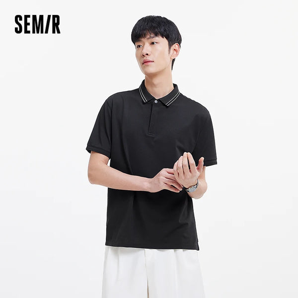 អាវប៉ូឡូបុរស Semir ធ្វើពីសូត្រ Mulberry សម្រាប់អាជីវកម្ម ប៉ាក់ជាមូលដ្ឋាន រដូវក្តៅ ឆ្នាំ២០២៦ ស្ទីលធម្មតា ទន់ ស្រាល ពាក់ការិយាល័យ