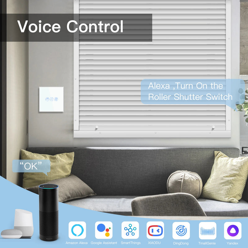 BSEED Wifi Roller Shutter Switch Smart Blind Switch Crystal Wall Touch Switches Wireless Control By Smart Life Tuya Alexa App